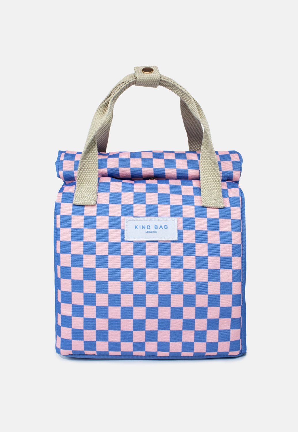 Lunch Bag Checkerboard Blue Pink