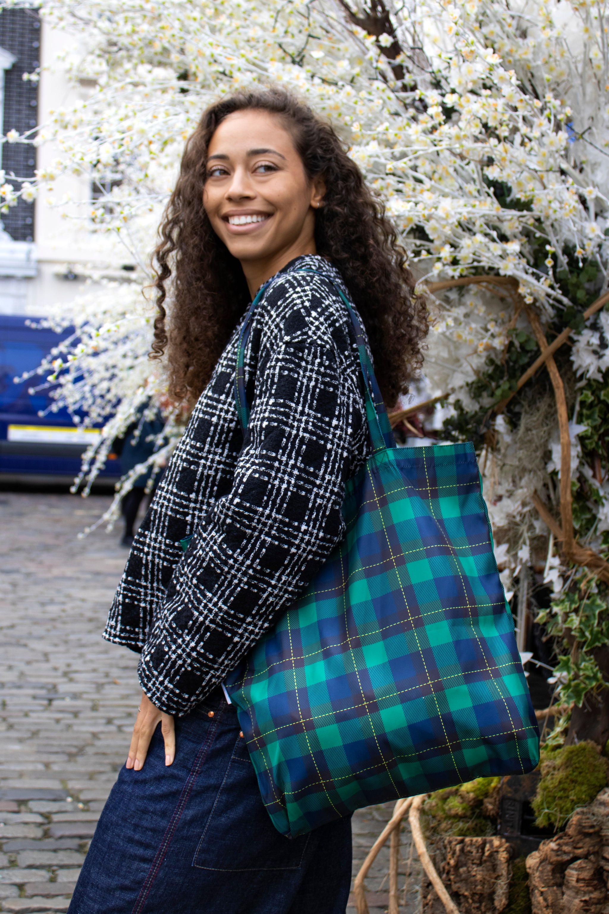 Plaid canvas tote bags online